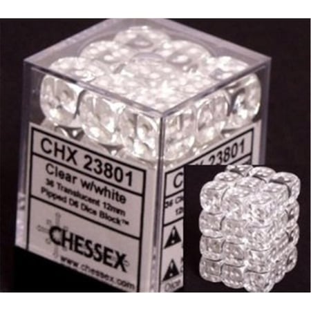St-Hobby Chessex Translucent Clear & White d6 Dice Block ST474795